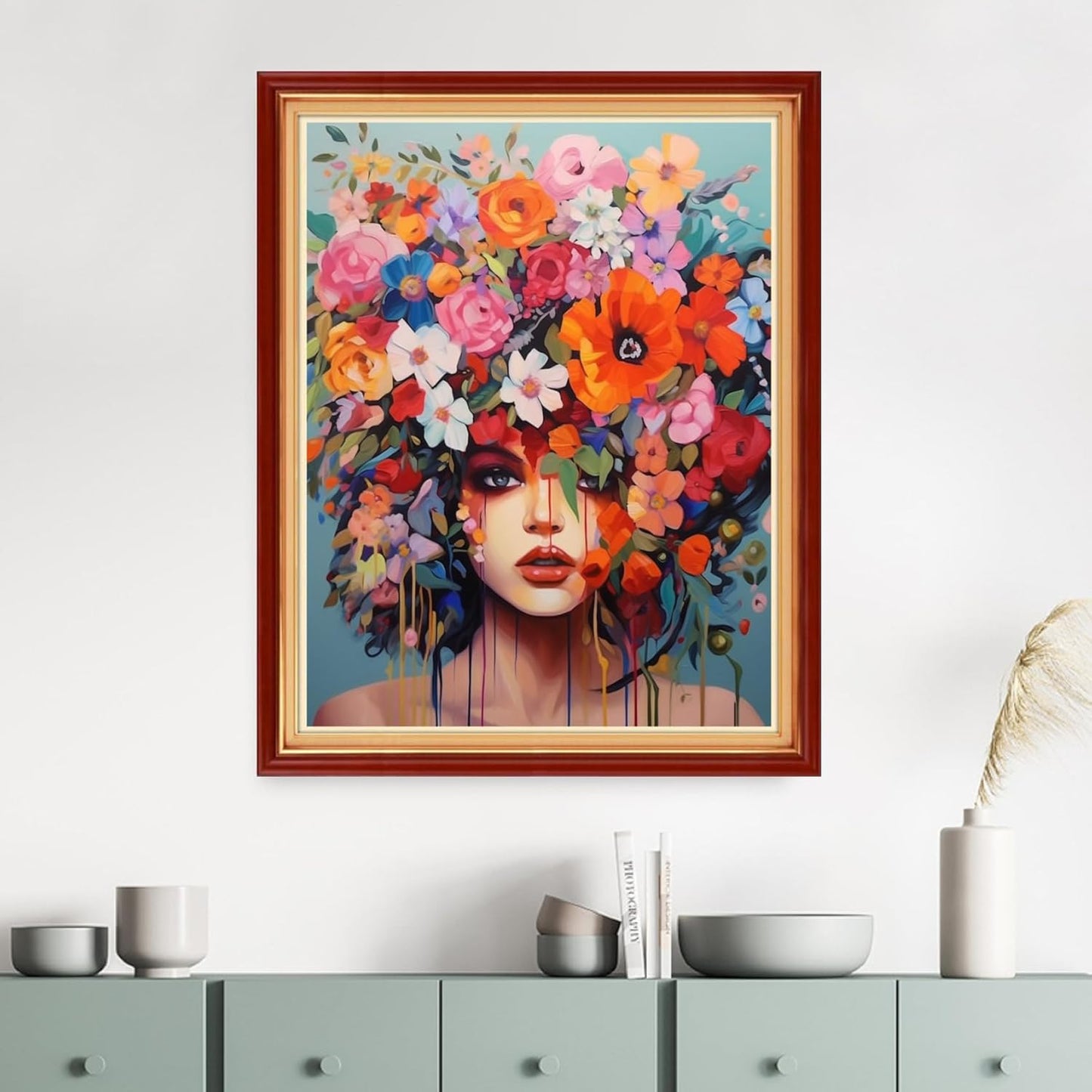 DMCVIVR Stamped Cross Stitch Kits for Adults Beginners Embroidery Kits 11CT Needlepoint Kits Cross Stitch Patterns Embroidery Patterns& Magic Flower Girl 16x20 inch