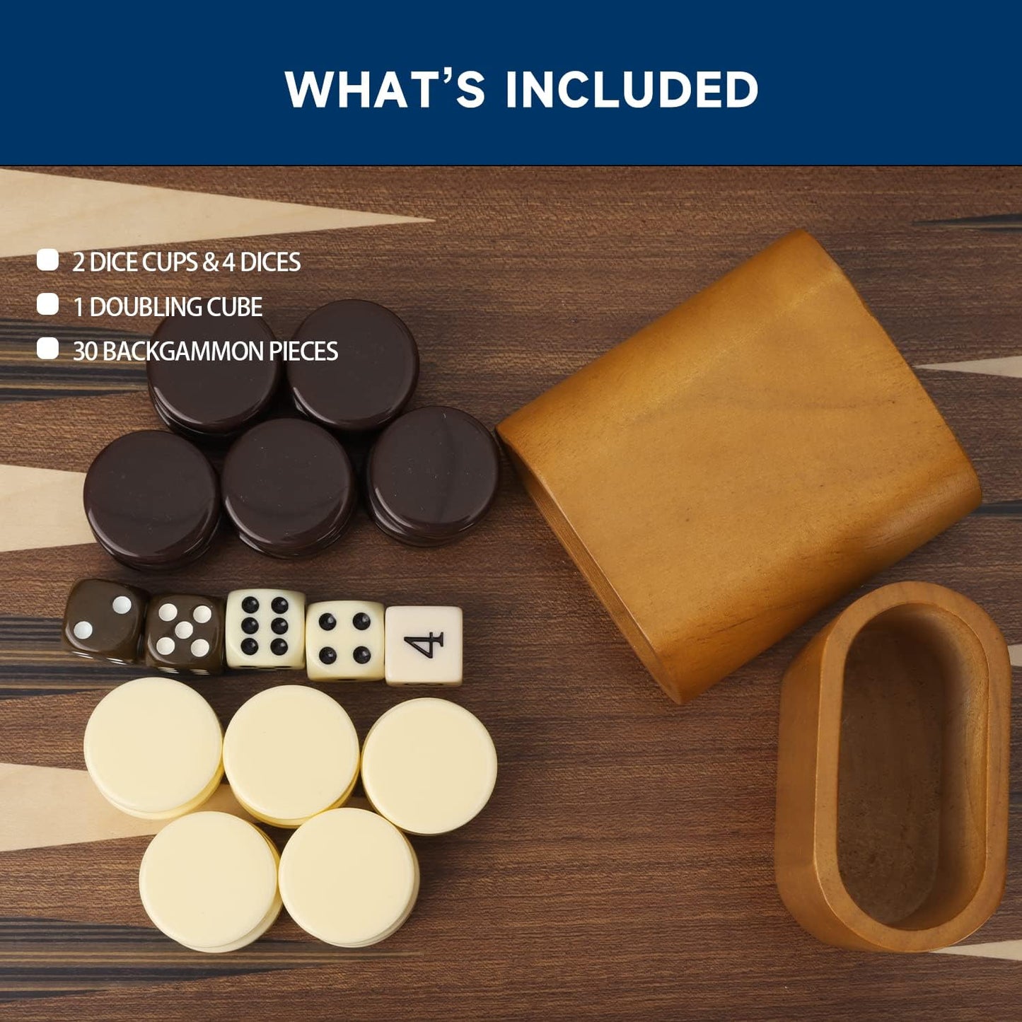 GSE Games & Sports Expert Premium Wooden Folding Inlay Backgammon Board Game Set, Classic Traditional Strategy Board Games (Focus- 17 Inches)