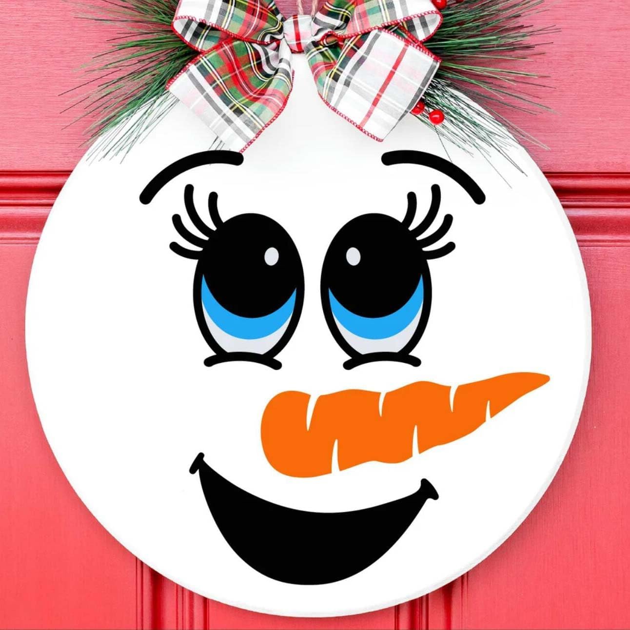 Christmas Stencils for Painting on Wood 12” Christmas Stencil for Crafts Reusable Xmas Holiday Stencil Round Believe Snowman Templates for Porch Door Decor