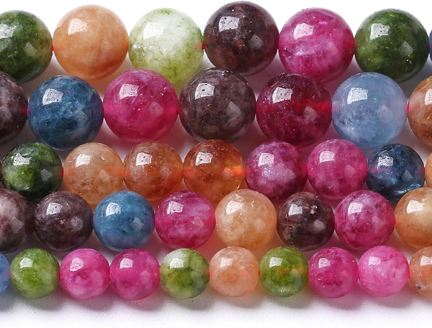 6MM Colorful Tourmaline Stone Beads Natural Gemstone Round Loose Beads for Jewelry Making Bracelet Necklace 120pcs 2 Strands 32"