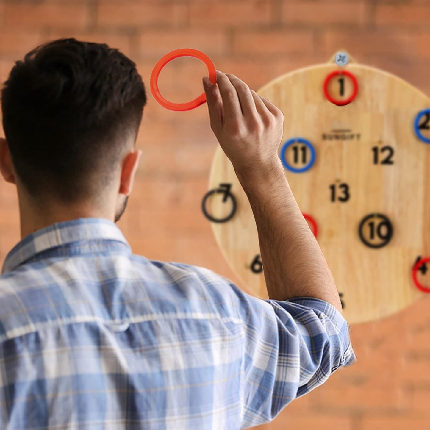 SUNGIFT Hook Ring Toss Game for Adults & Kids - Yard Hooky Ring Tossing Games - Hookie Wall Game Indoor & Outdoor Family Fun - Home, Party, Office, Camping & Backyard Games