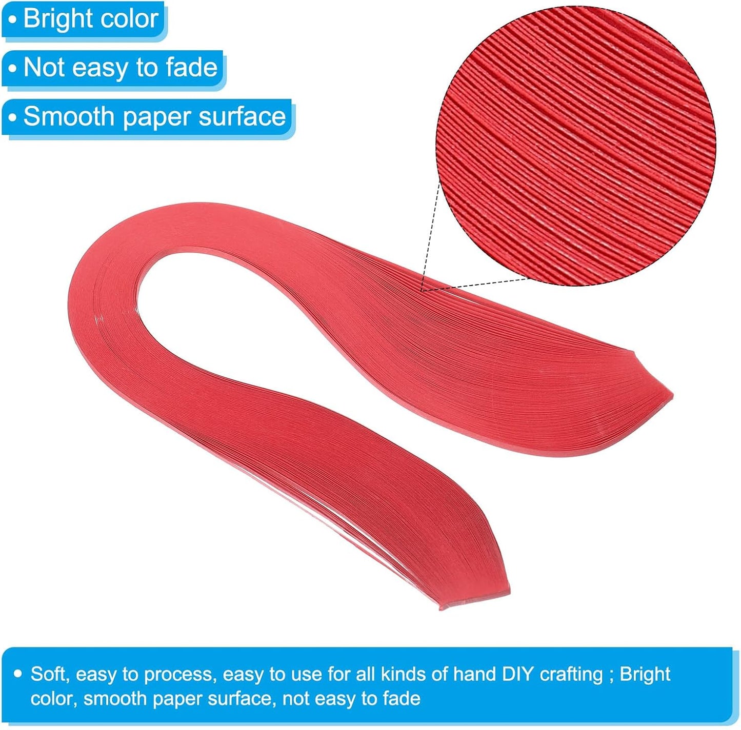 PATIKIL 600pcs Quilling Strips Paper 1/8"(3mm) 39cm Origami Paper Quilling Strip for Art DIY Hand Craft Christmas, Bright Red
