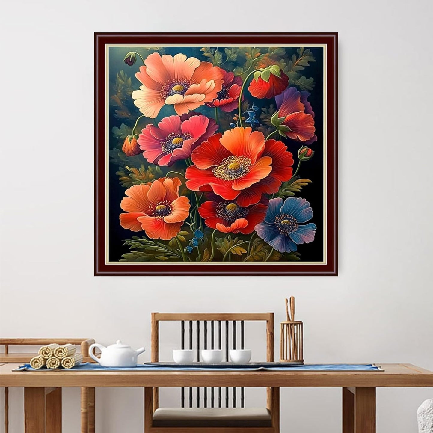 Dimensean Stamped Cross Stitch Kits Full Range of Embroidery Patterns Starter Kits for Beginners Adult or Kids DIY Cross Stitches Needlepoint Kits 11CT- Colorful Flowers 18x18 inch