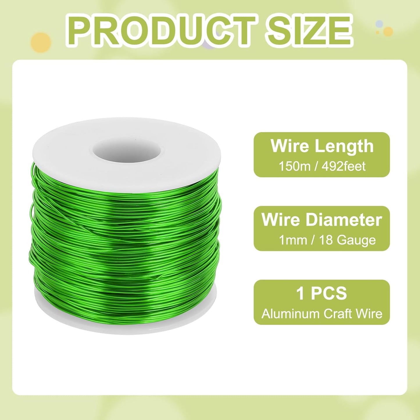MECCANIXITY 18 Gauge Anodized Aluminum Craft Wire Bendable Bonsai Training Wire 492 Feet 1mm for Sculpting Crafts Wreath Floral Beading Jewelry Making, Green