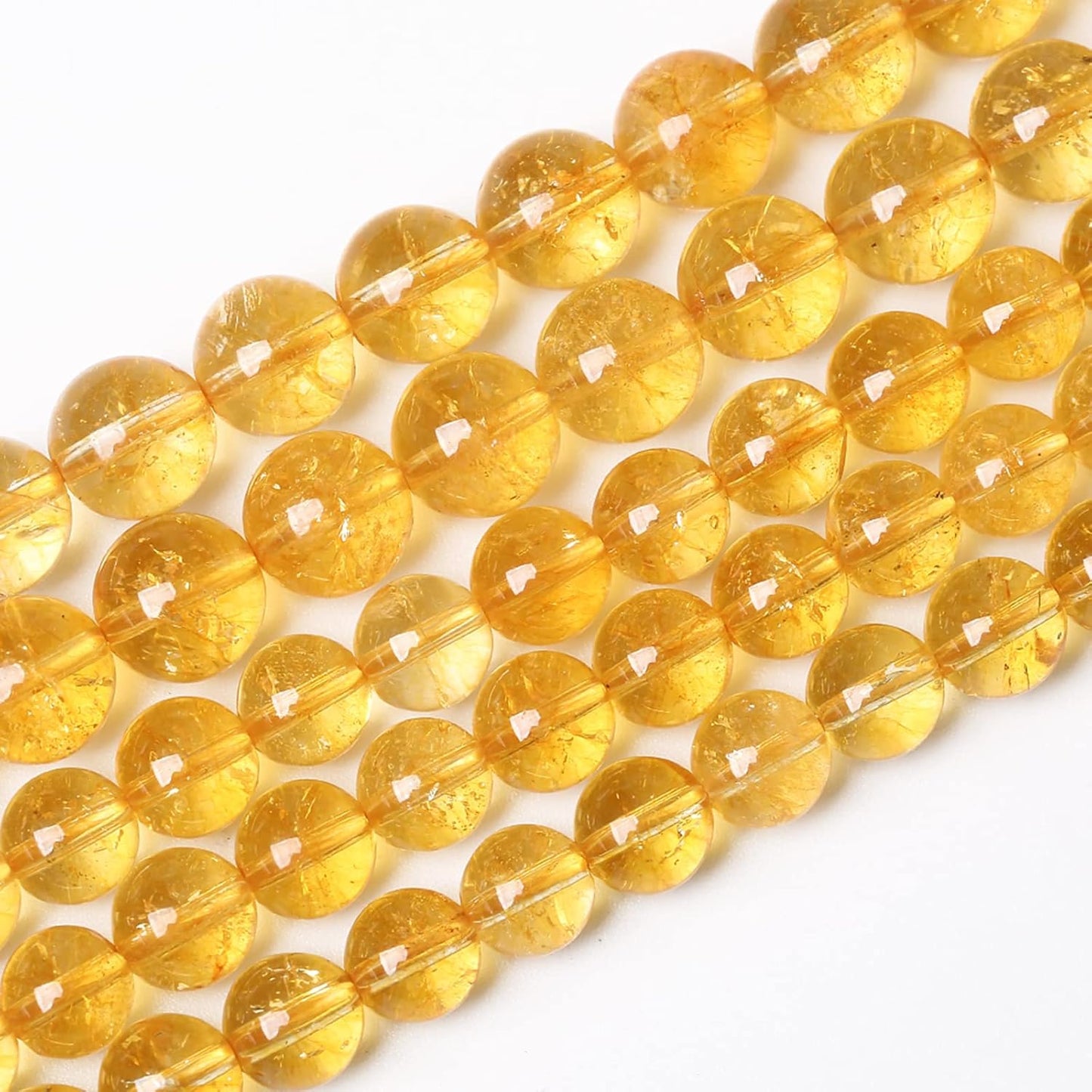 90Pcs 8mm Natural Citrine Beads for Jewelry Making Yellow Crystal Quartz Round Loose Beads DIY Bracelet Necklace Earrings 32" 2 Strands