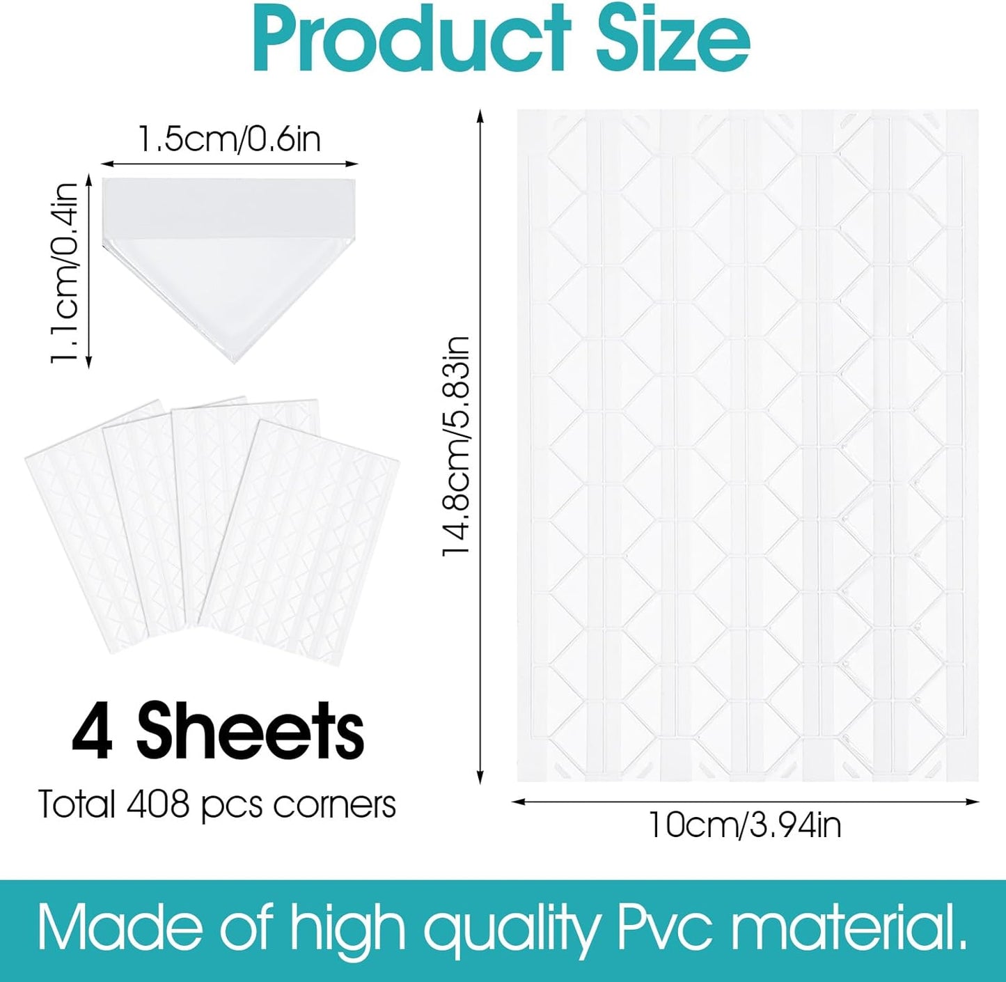 408PCS Photo Corners Self-Adhesive Acid Free Photo Corners Scrapbook Picture Corner Picture Mounting Corner for DIY Scrapbook, Album, Journal, Memory Books