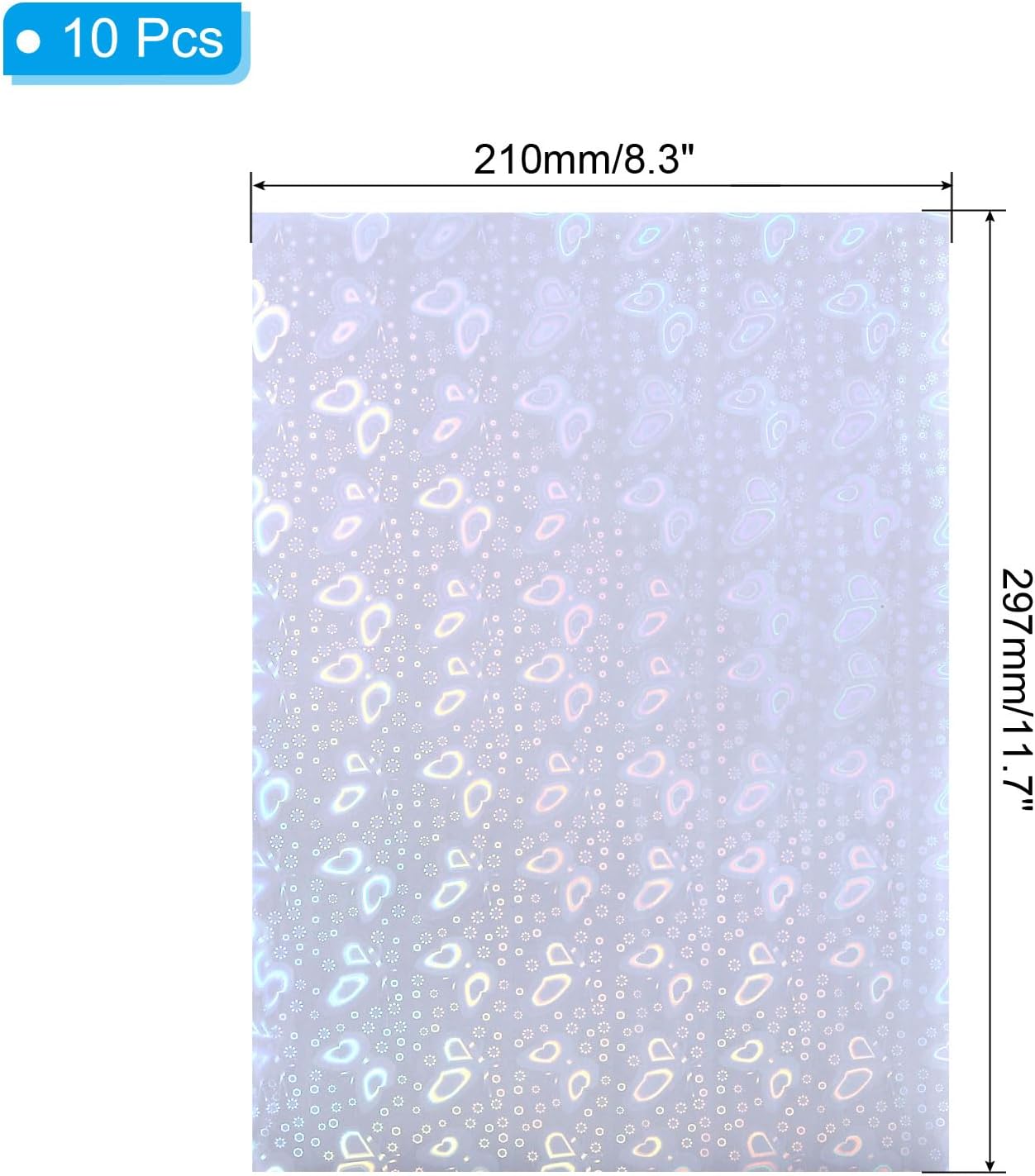 PATIKIL 11.7x8.3" Holographic Sticker Paper, 10Sheets A4 Polypropylene Self-adhesive Transparent Waterproof Laminate Overlay Film for Photo Cards Scrapbook Decorations, Butterfly