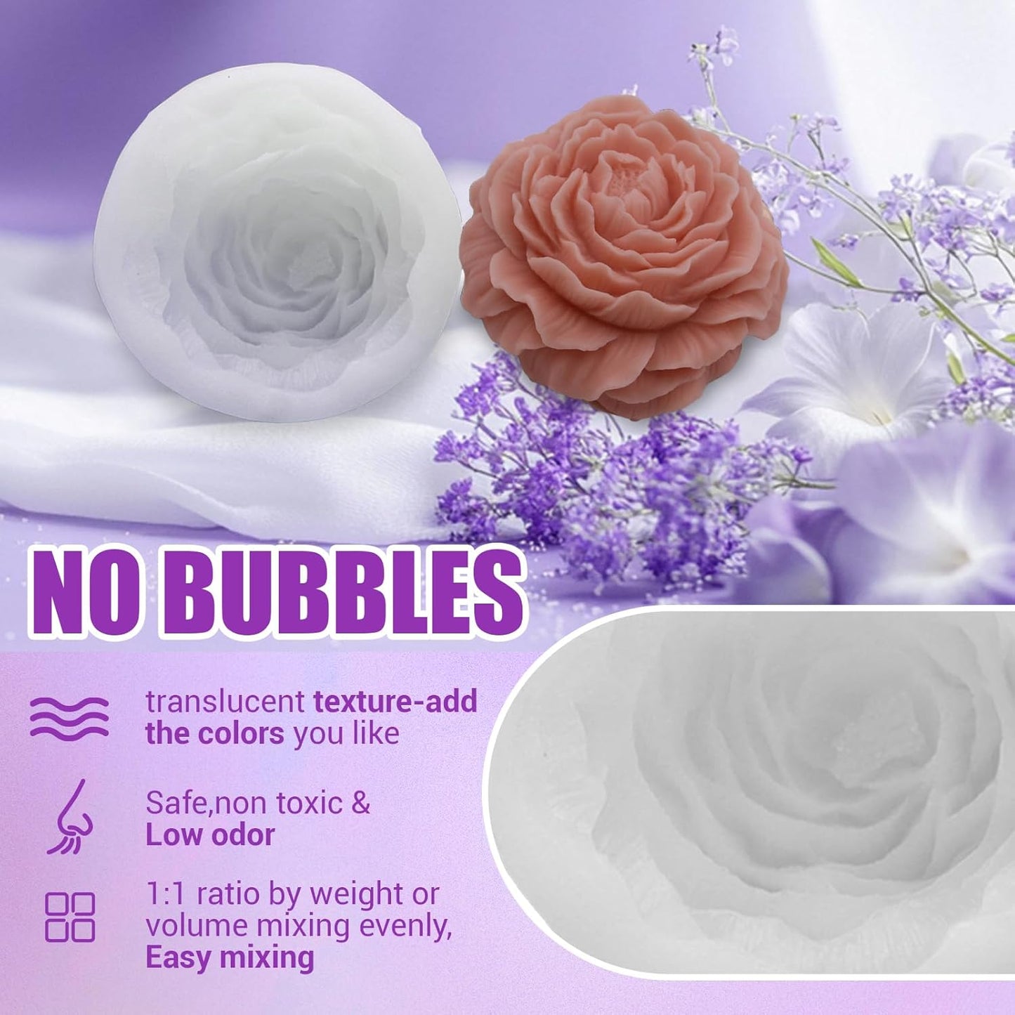 Silicone Mold Making Kit 130oz Platinum Silicone Rubber 15A Liquid Silicone Mixing Ratio 1:1 for Casting Resin Molds and DIY Jewelry Molds