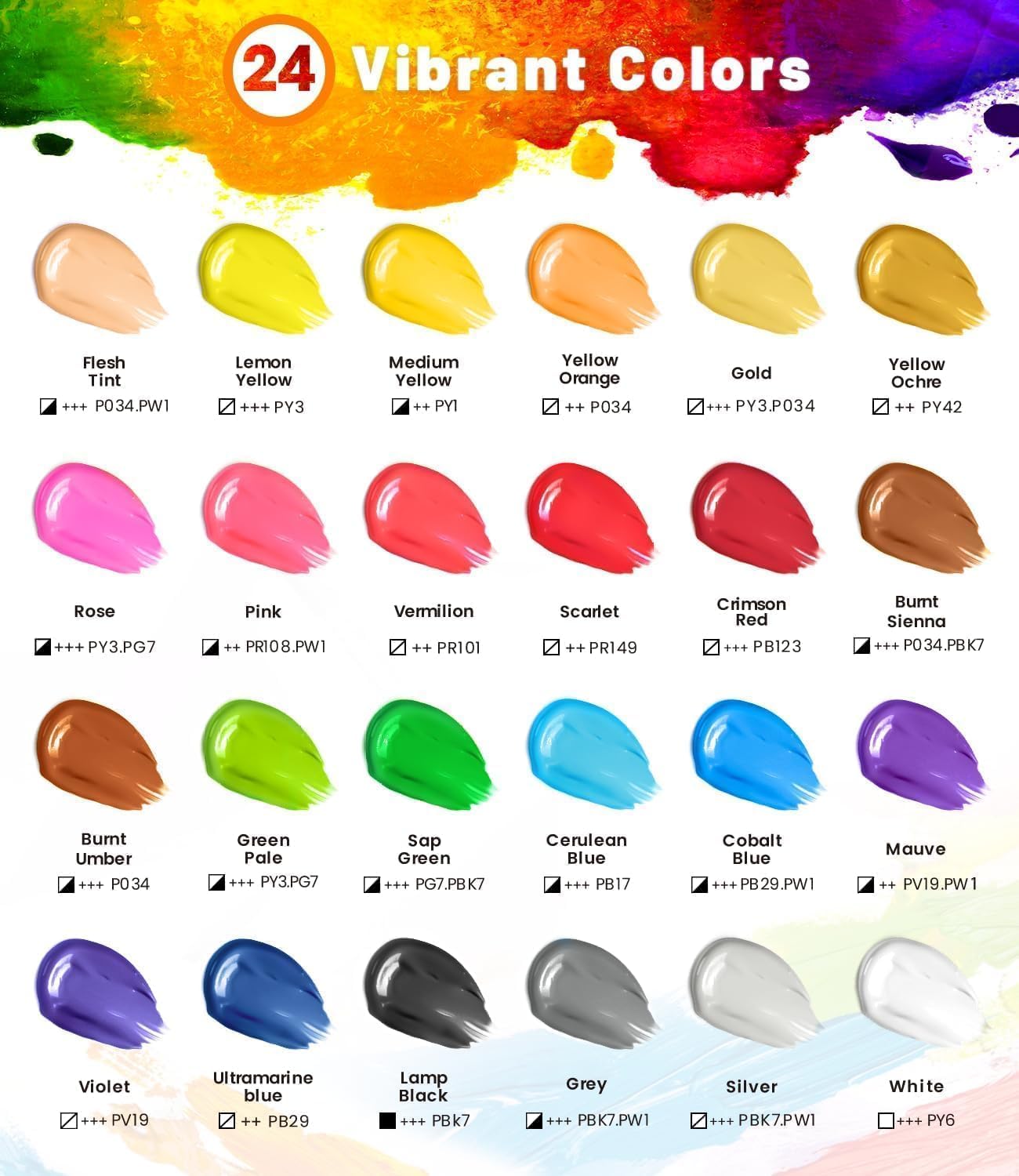 40 PCS Acrylic Paint Set with 12 Brushes, 2 Knives & Palette, 24 Colors (2oz/60ml) Art Craft Paint for Adults Kids Artists Beginners, Halloween Pumpkin Canvas Ceramic Rock Painting Kit