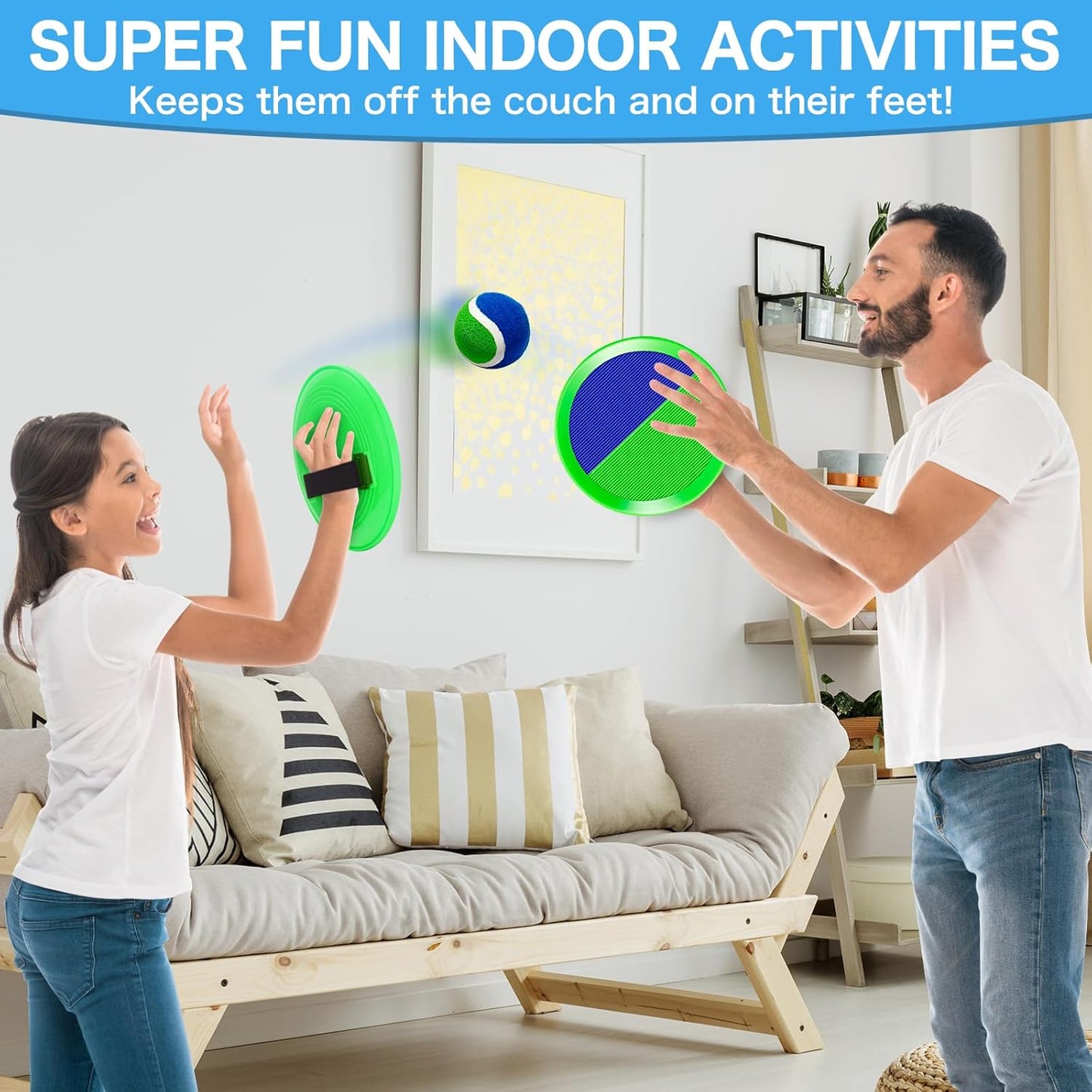 Ball Catch Game, Kids Toss Game for Ages 3 4 5 6 7 8-12 Year Old Boy Girl, Catching Balls Set with 2 Ball Paddles for Outdoor Yard Game, Pool or Beach Toys for Birthday Gifts Easter Basket Stuffers