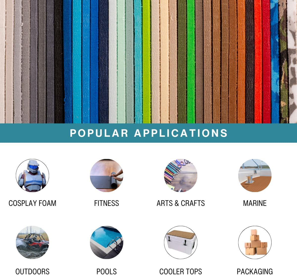 LotusFoam Large 3mm EVA Foam Sheet - 44"x 85" High Density Foam 130 kg/m3 for Cosplay, Costumes, Crafts, Flooring, Outdoor Use - 35 Colors (Coral Blue) - Coral Blue