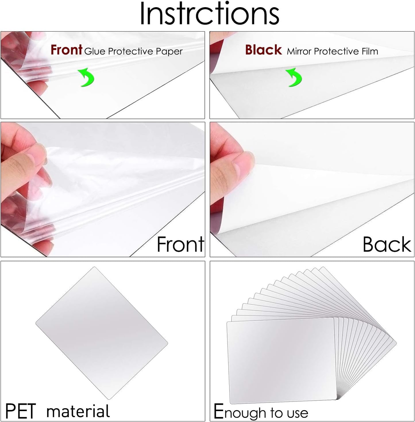 BBTO 20 Pcs Mirror Sheets, 6''x 9'' Self Adhesive Non Glass Cut to Size Mirror Stickers Tiles, Safe Unbreakable Plastic Small Frameless for Classroom, Childroom & DIY Craft