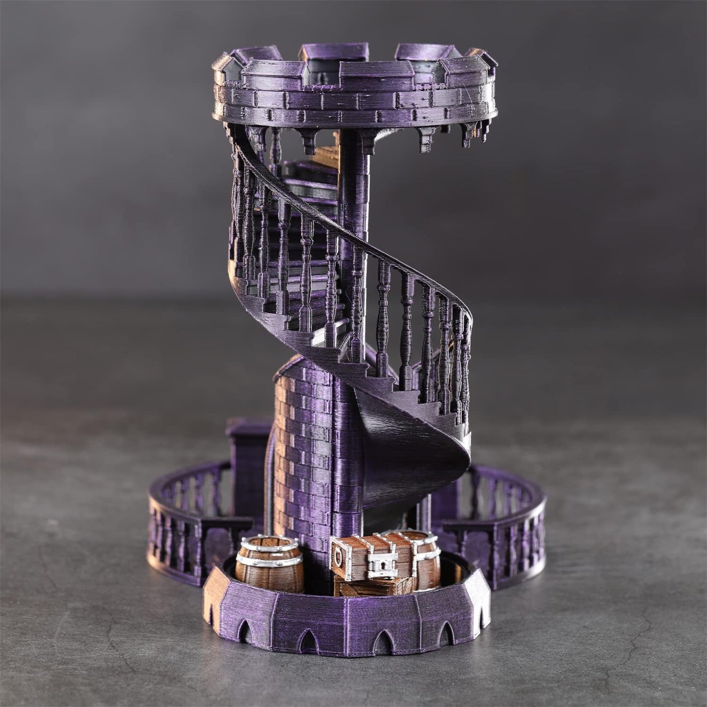 AUSPDICE Dice Tower Castle Retro DND Dice Rolling Tower and Tray for Dungeons and Dragons RPG Tabletop Games (Metallic Purple Color)