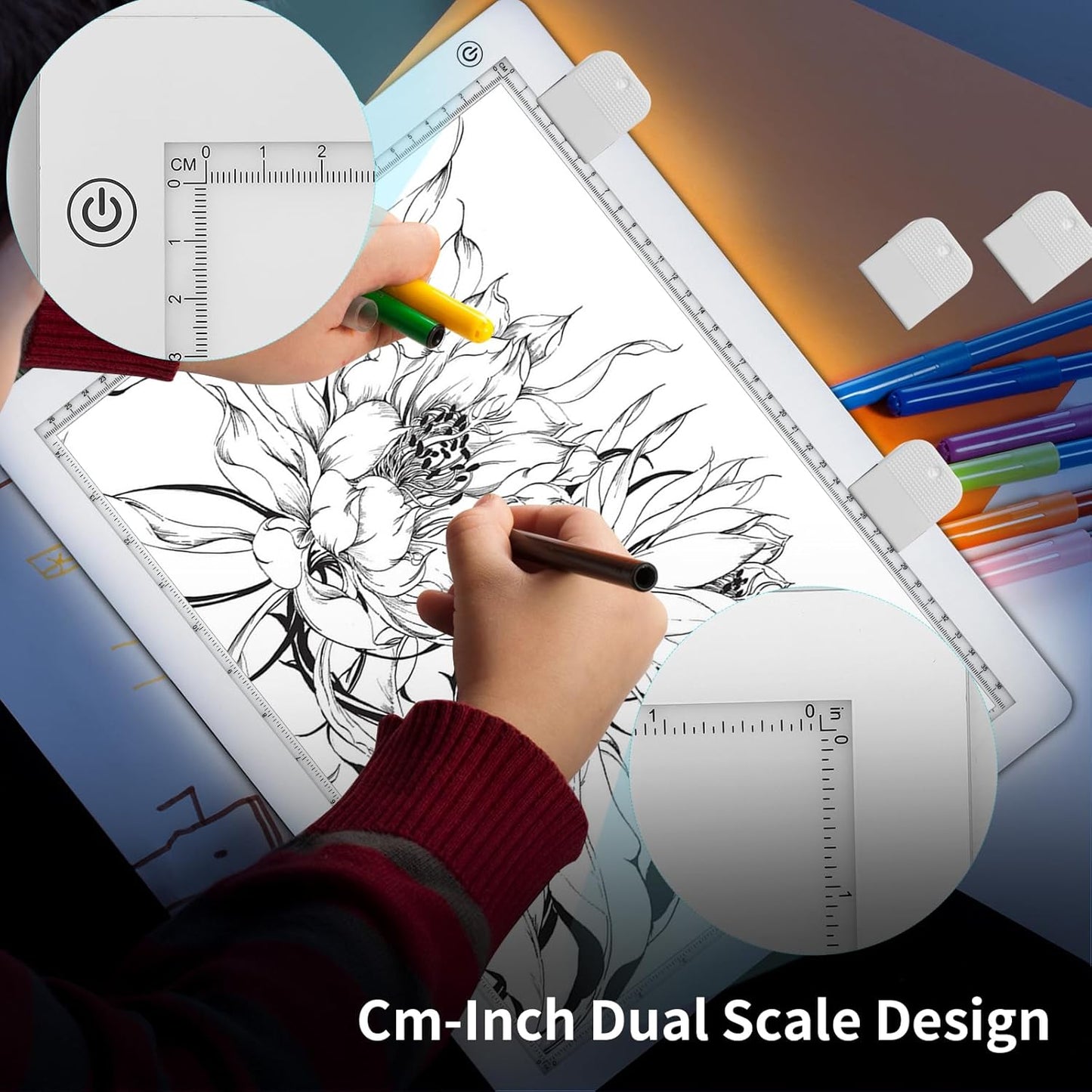 A4 LED Light Box for Tracing, elice Artist Drawing Lightbox Light Table Light Pad Light Copy Board, Up to 8000 Lux Super Bright Lightpad for Cricut Weeding Vinyl, Diamond Painting, Sketching (White)