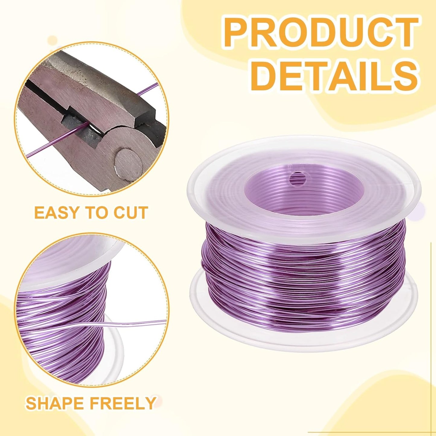 uxcell 18 Gauge / 1mm Anodized Aluminum Wire for Jewelry Craft Making, 102 Feet Bendable Flexible Wire for DIY Home Decor Gardening Sculpture, Light Purple