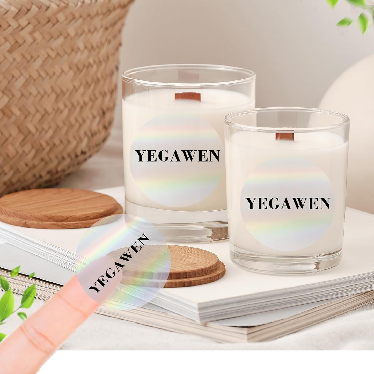 2" Round Transparent Thermal Label Stickers, Holographic Clear Self-Adhesive Direct Thermal Labels, Perforation Line Design& Waterproof- 300 Sheets