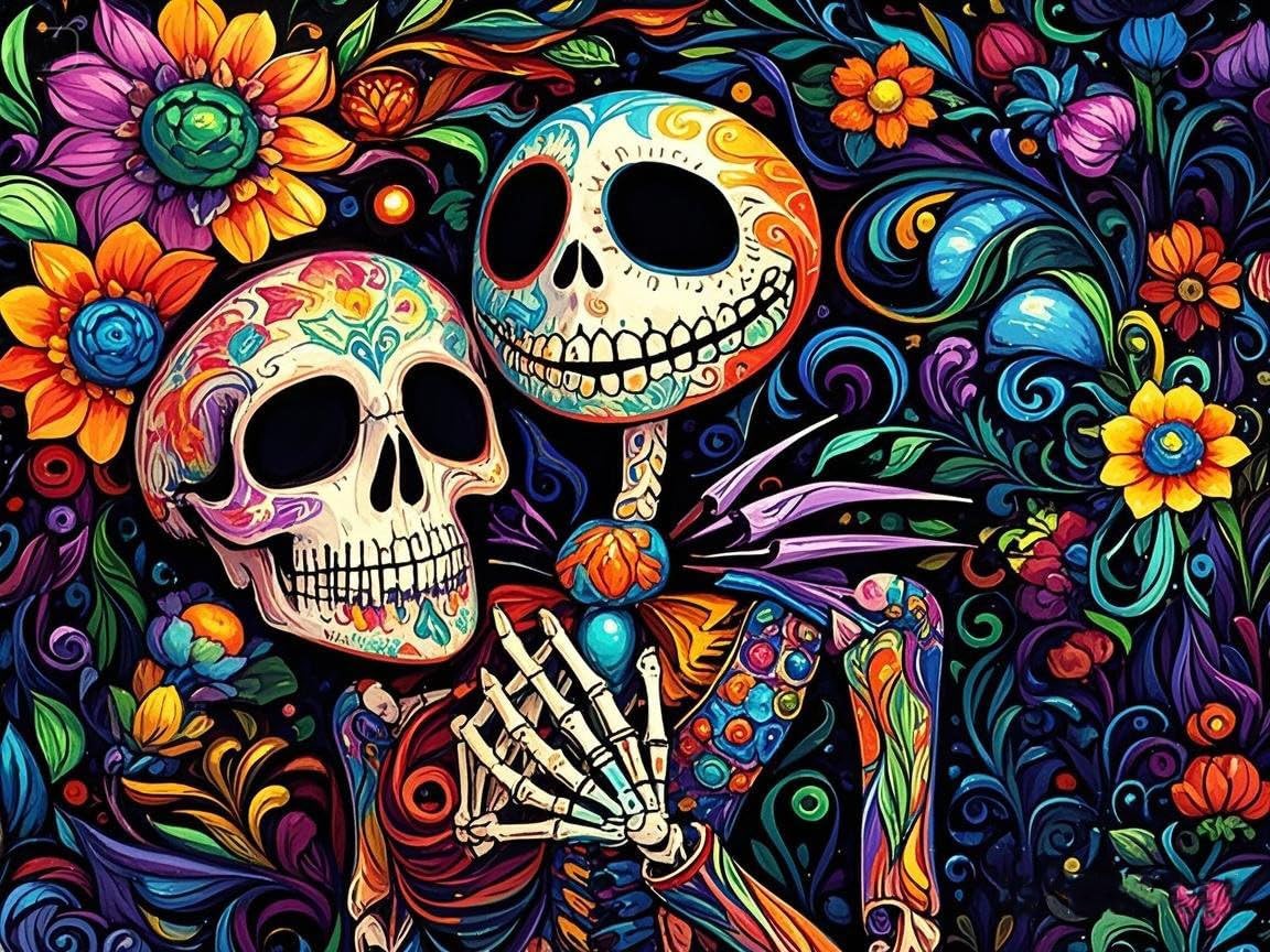 Halloween Stamped Cross Stitch Kits - Skullhead Jack Counted Cross Stitch Kits for Beginners Adults Needlepoint Cross-Stitch Patterns Dimensions Needlecrafts Embroidery Kits Arts and Crafts