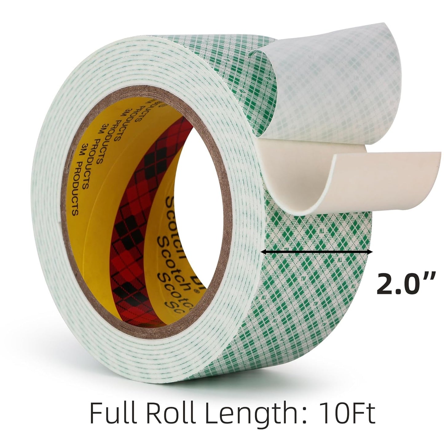 Double Sided Foam Tape 2" x 10Ft 2 Pack White Double Coated Urethane Adhesion Polyurethane Tape for Bonding Attaching Mounting Interior Signage Nameplates DIY Card