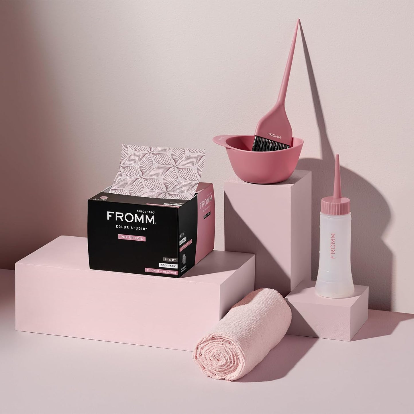 Fromm Pop Up Hair Foils, Pink Petals Pattern, Cosmetology Supplies, Hairstylist Essentials, Lightweight, Ideal for Highlighting and Coloring, Precut, 5" x 11", 500 Foil Sheets