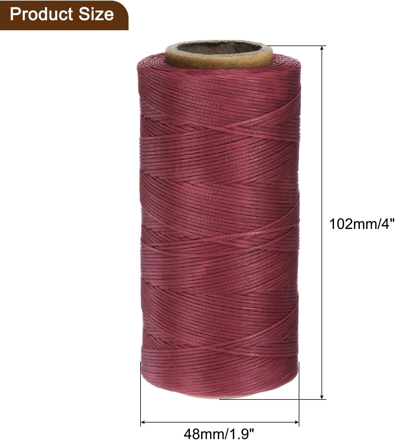 uxcell Leather Sewing Waxed Thread, 284 Yards / 260m 0.8mm 150D Flat Polyester All-Purpose Threads for Leather Crafts, Bookbinding, Wine Red