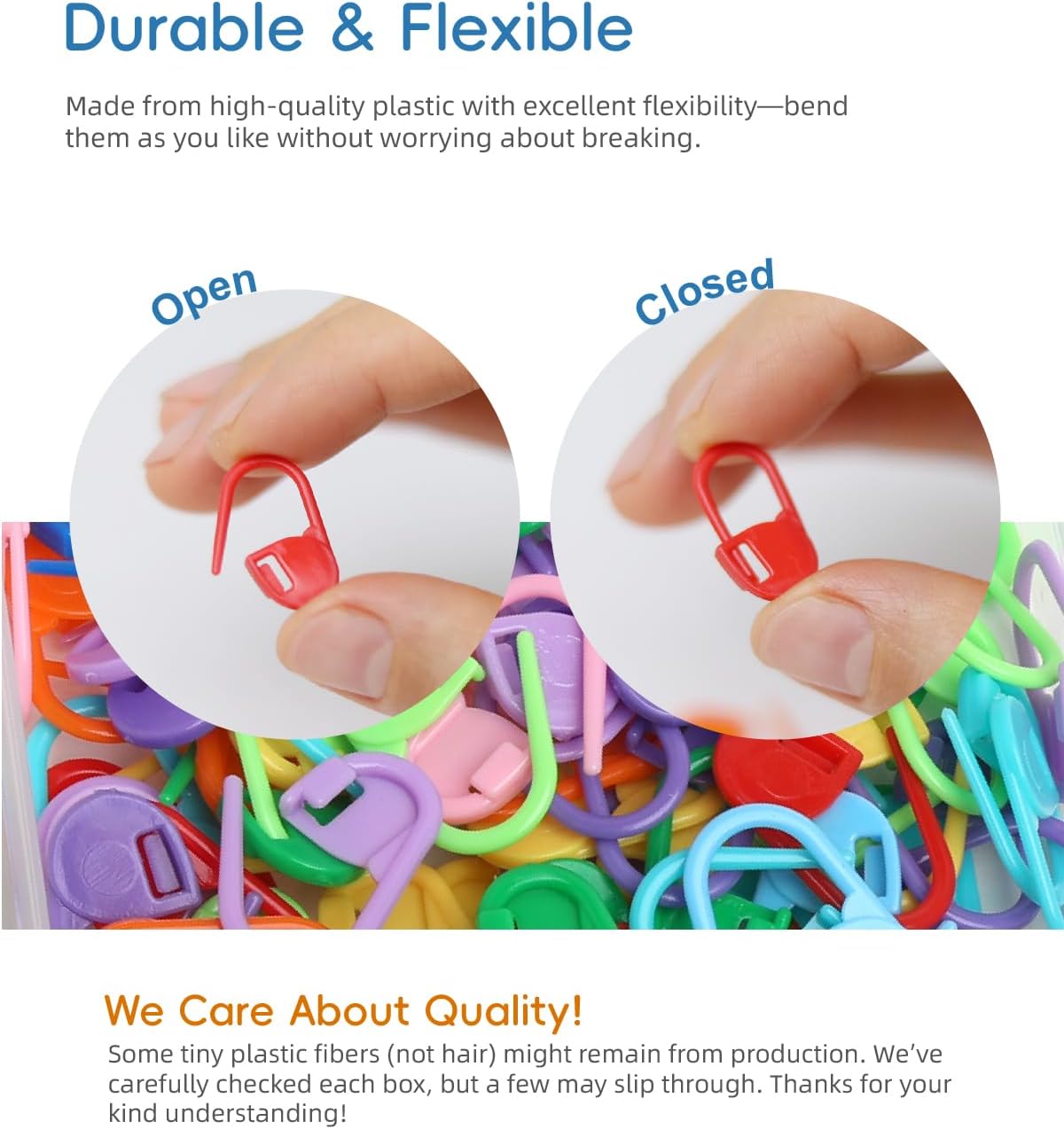 100PCS Crochet Stitch Markers by Flickzo – Locking Stitch Markers with Storage Case, Plastic Safety Pins for Knitting & Crochet, Colorful Yarn Accessories for Crochet Tools & Supplies