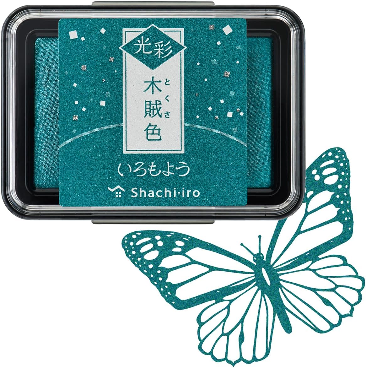IROMOYO KOSAI Stamp PAD, Traditional, Shimmering Japanese Ink Colour, Oil-Based Ink pad - Dark Green