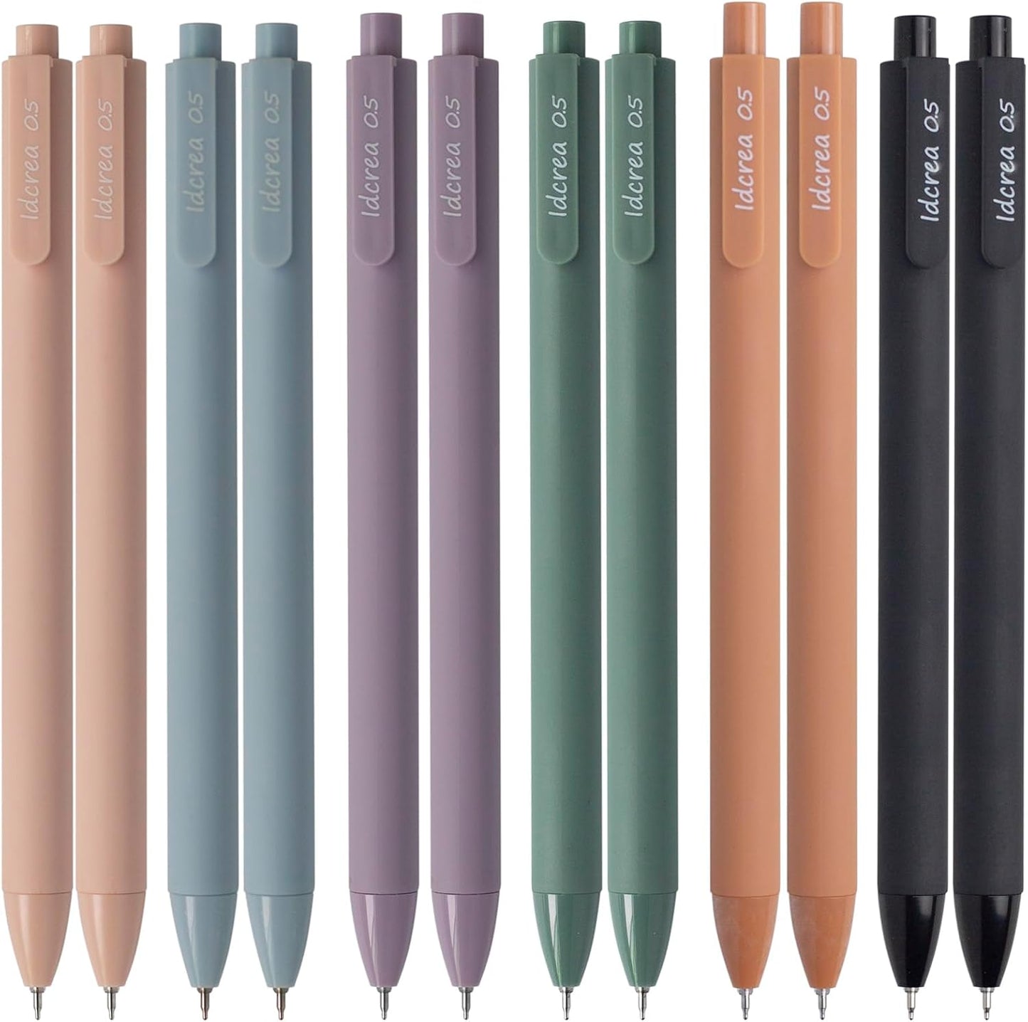 ldcrea Gel Pens 0.5 Fine Tip, Black Ink, Silky Grip, 12 Pack