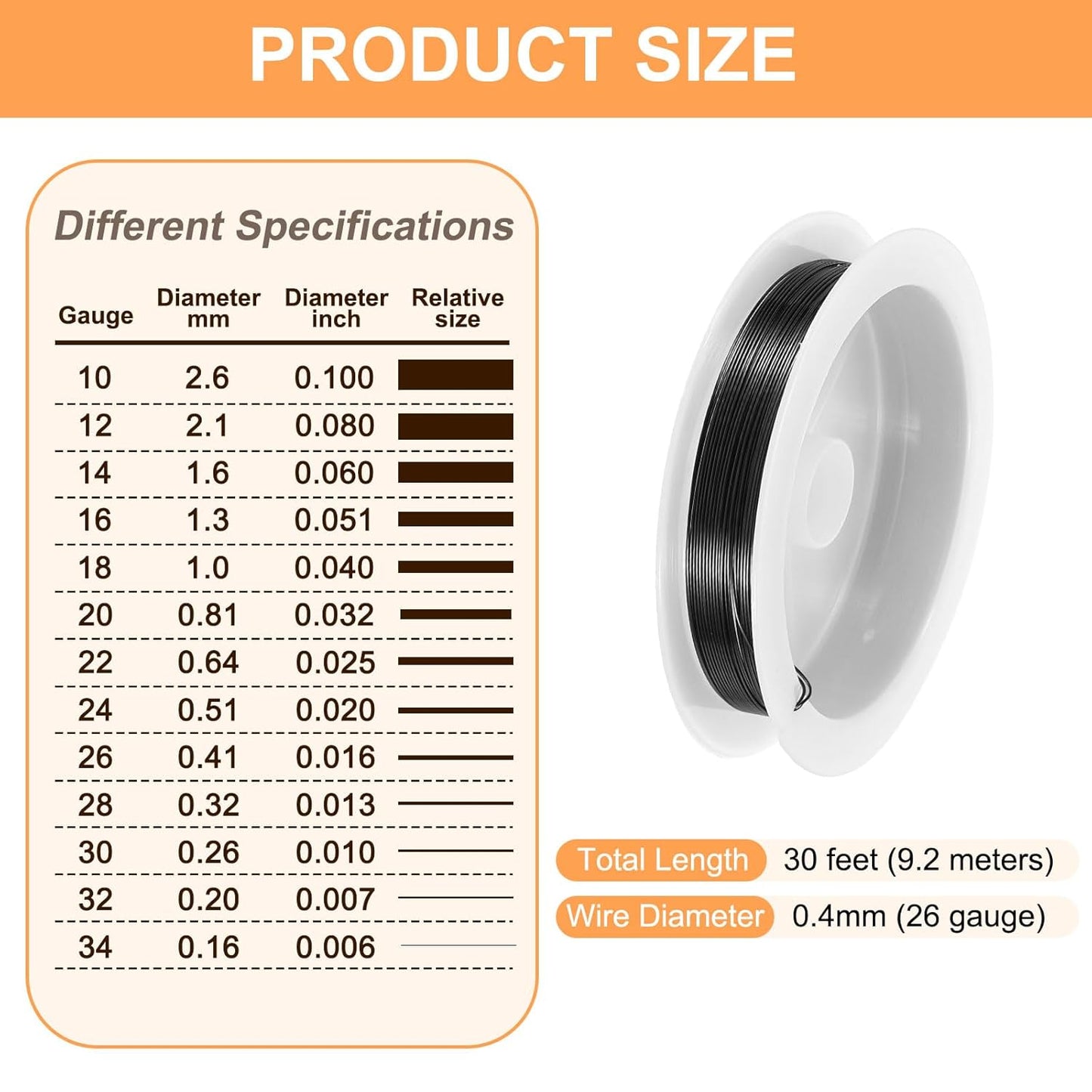 HARFINGTON 30ft Jewelry Wire, 26 Gauge (0.4mm) Brass Craft Soft Metal Tarnish Resistant Copper Beading Wire for Jewelry Making Supplies Crafting, Black