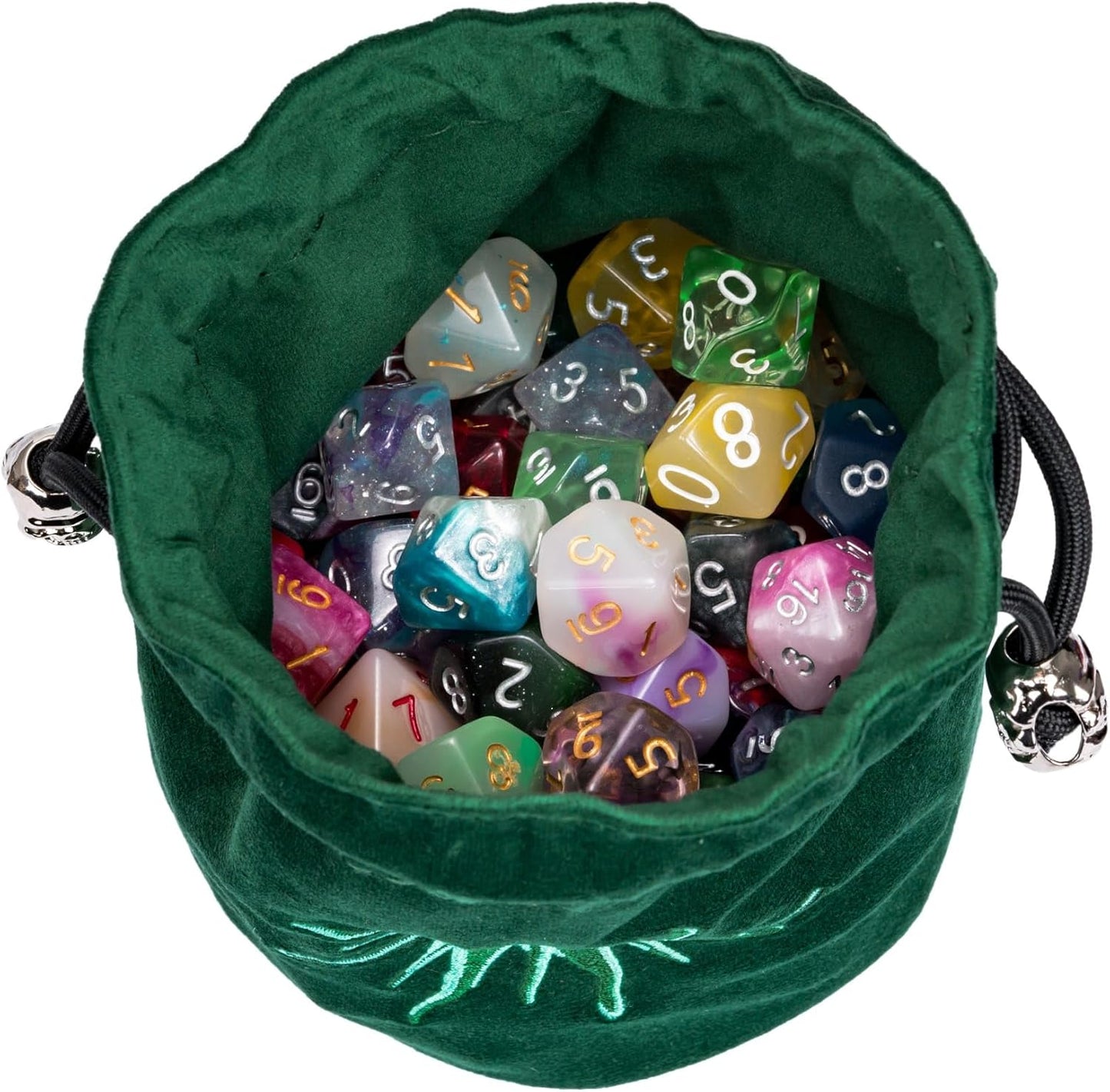 Green Large Dice Bag D&D Cute Storage Bag for Role Playing Games Tabletop Games - Capacity 100+ Polyhedral Dice