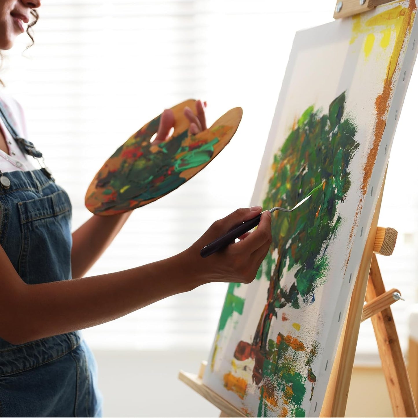 PATIKIL Art Spatula, No.1 13mm Stainless Steel Flexible Palette Knife Painting Knife Painting Spatula Oil Painting Mixing Scraper with Wood Handle for Canvas Acrylic Painting, Brown