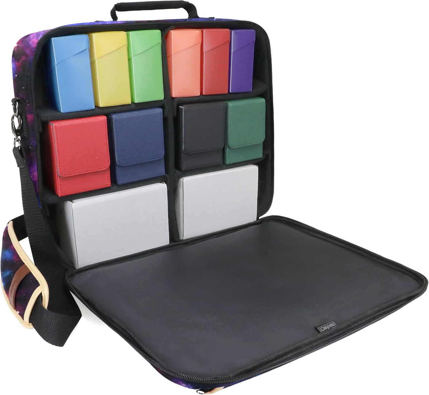 ENHANCE Designer Edition TCG Bag - MTG Shoulder Bag with Customizable Dividers & Accessory Pocket for Deck Boxes, Dice - Card Storage Compatible with Magic the Gathering, Lorcana (Galaxy)