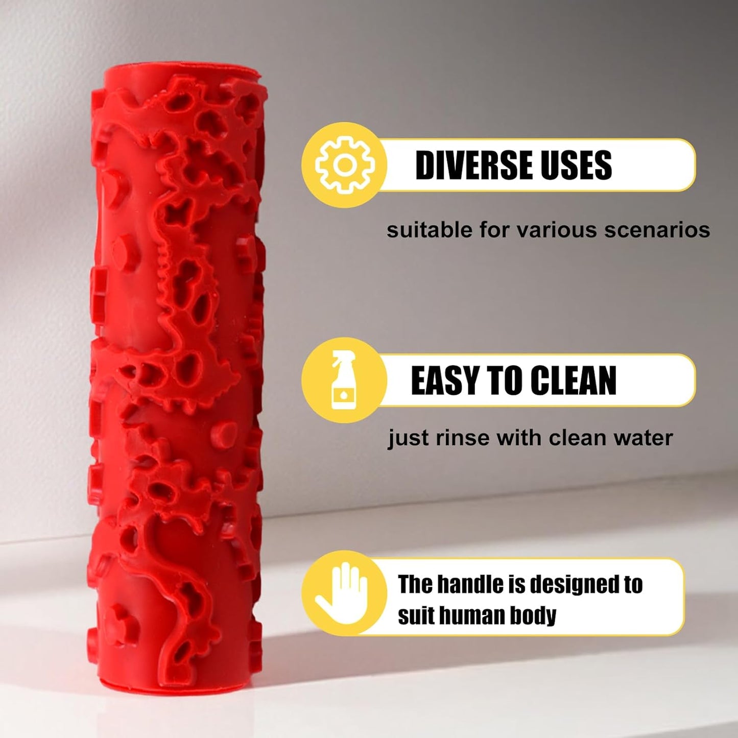 2 Pack 7" Patterned Rubber Texture Roller Tools, Texture Rubber Roller for Wall Decoration Classic Brick Embossing (EG323T)