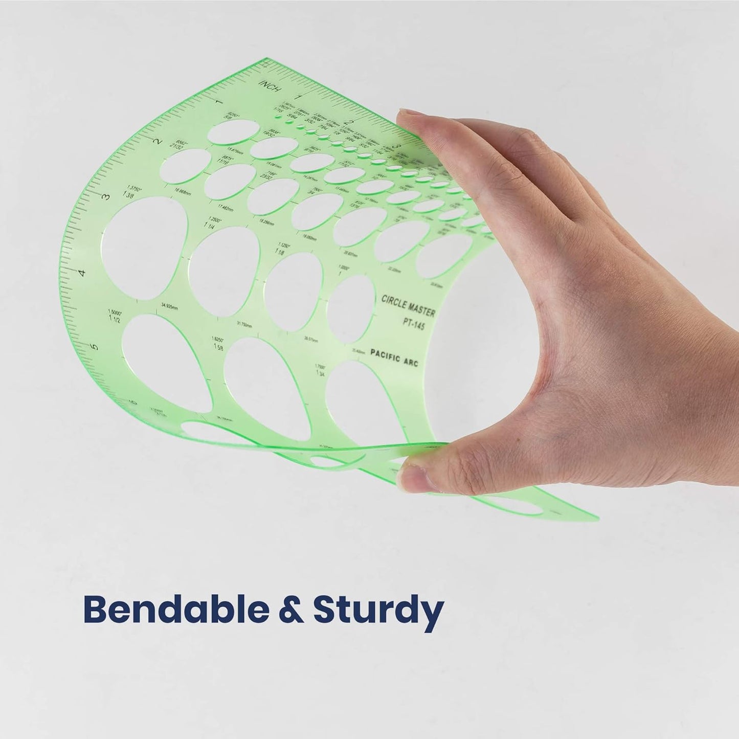 Pacific Arc Professional Circle Guide Template, 45 Total Circle from 1/16 Inch to 2.25 Inch with Inch Graduations