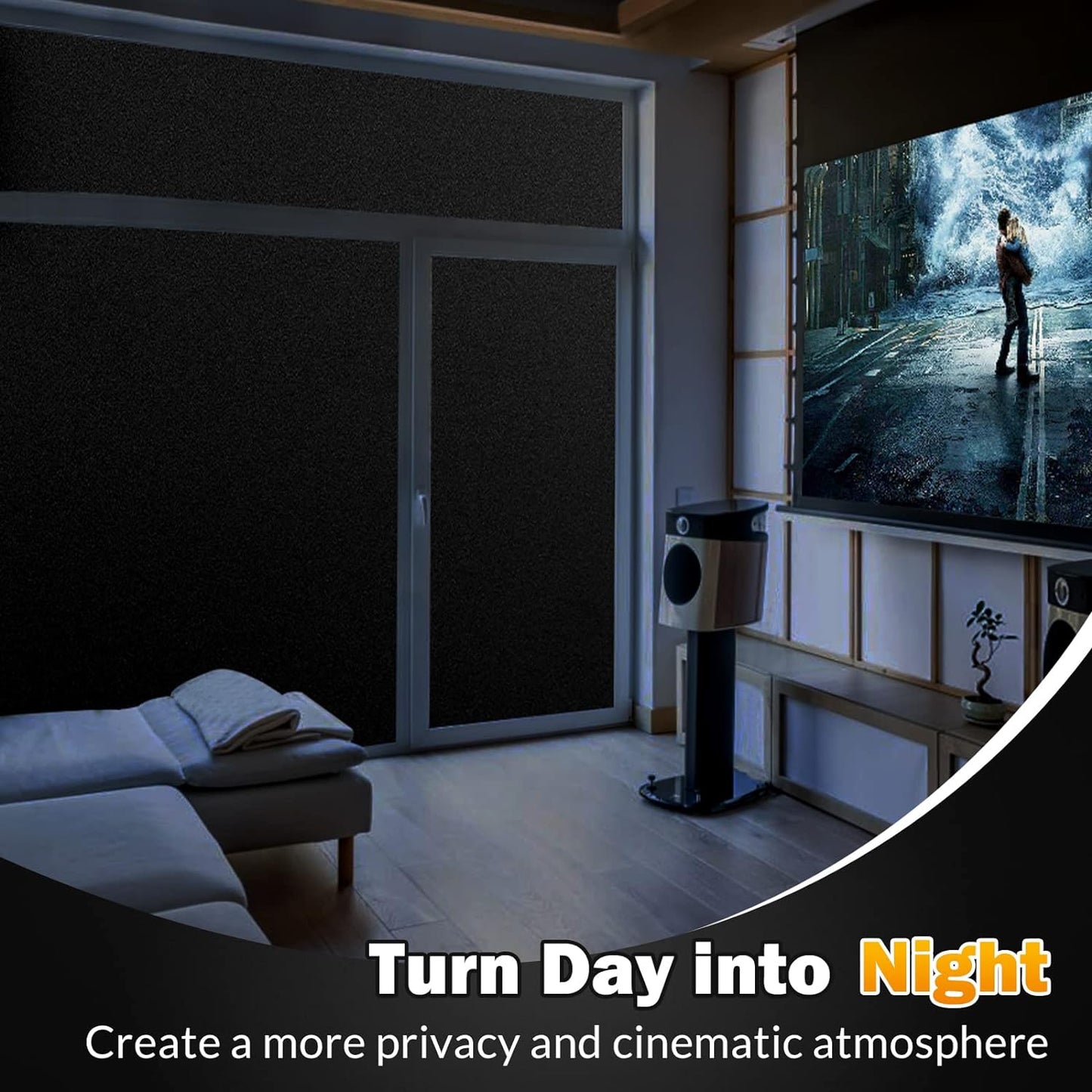 rabbitgoo Blackout Window Film, Sun Heat Blocking Privacy Cover for Glass, Removable Opaque Room Darkening Dark Black Out Window Covers Tint Shades for Home Day Sleep Light Blocker 29.5 x 157 Inches