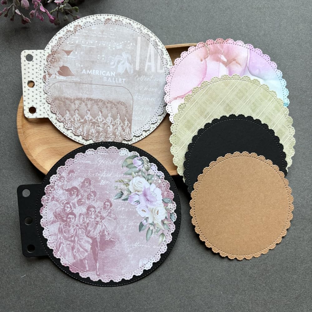 Circle Loose-Leaf Lace Die Cuts for Card Making, Background Frame Cutting Dies DIY Album Scrapbooking Decor Paper Craft Metal Die Cuts Party Wedding Decorations