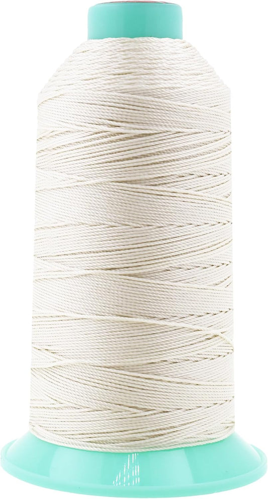 Mandala Crafts Bonded Nylon Thread Off White Heavy Duty Sewing Threads - 415 YDs Size 346 210D T350 Tex 350 Thread for Leather Jeans Weaving Outdoor Marine Upholstery Threads