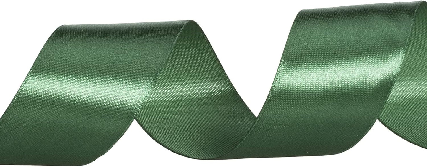 1 1/2 Inch Dark Green Solid Satin Ribbon, 50 Yards Craft Fabric Ribbon for Gift Wrapping Floral Bouquets Wedding Party Decoration