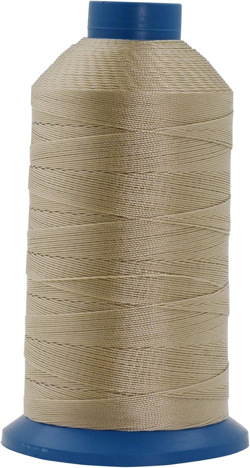 Mandala Crafts Bonded Nylon Thread Khaki Heavy Duty Sewing Threads - 1250 YDs Size 138 420D T135 Tex 135 Thread for Leather Jeans Weaving Outdoor Marine Upholstery Threads