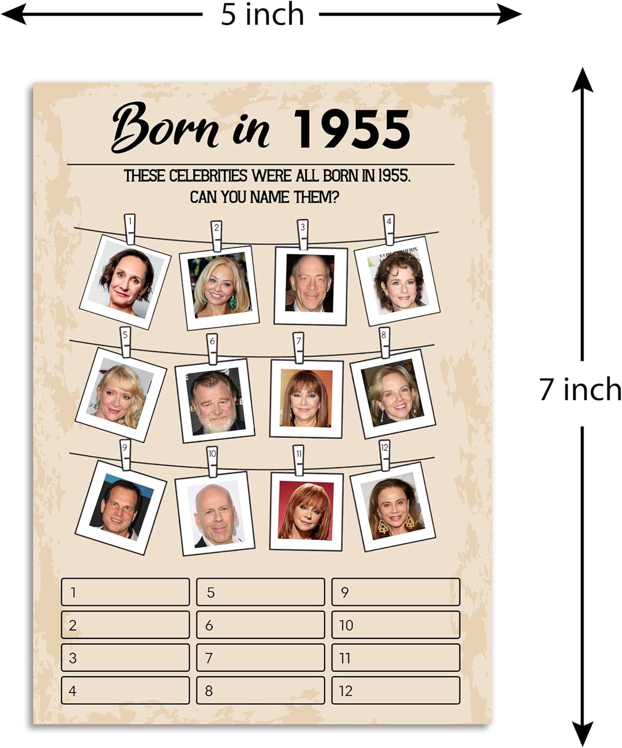 70th Birthday Party Games, Born in 1955 Games Bundle, Set of 5 Activities for 10 Guests, Birthday Party Supplies for Adults, Pack of 50 Cards