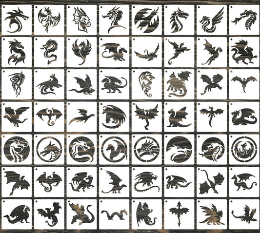 Dragon Stencils for Painting 3inch Reusable Dragon Stencil Template Stencils for Crafts Paint Stencils for Painting on Wood Wall Card Fabrics