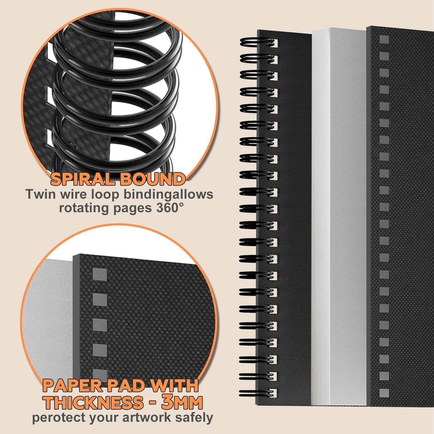 9" x 11" Sketch Book，1 Pack 80-Sheets (68lb/100gsm)，Double-Sided Hardbound Sketchbook, Spiral Bound,Acid Free Paper Painting Drawing Writing Sketching Pad for Kids Adult Teens Girls Boys