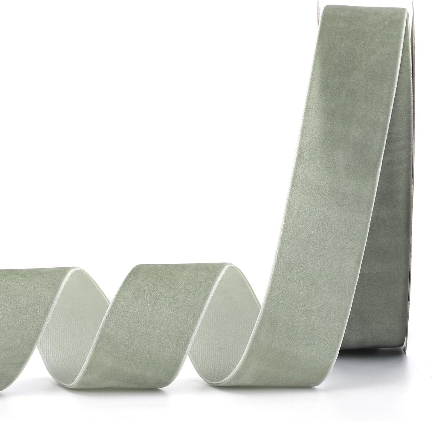 Dusty Green Velvet Ribbon,2" W x 20Yd Single Face,Great for Gift Wrapping,Hair Bows,Handmade Craft and Christmas,Wedding Decoration (2" Dusty Green)