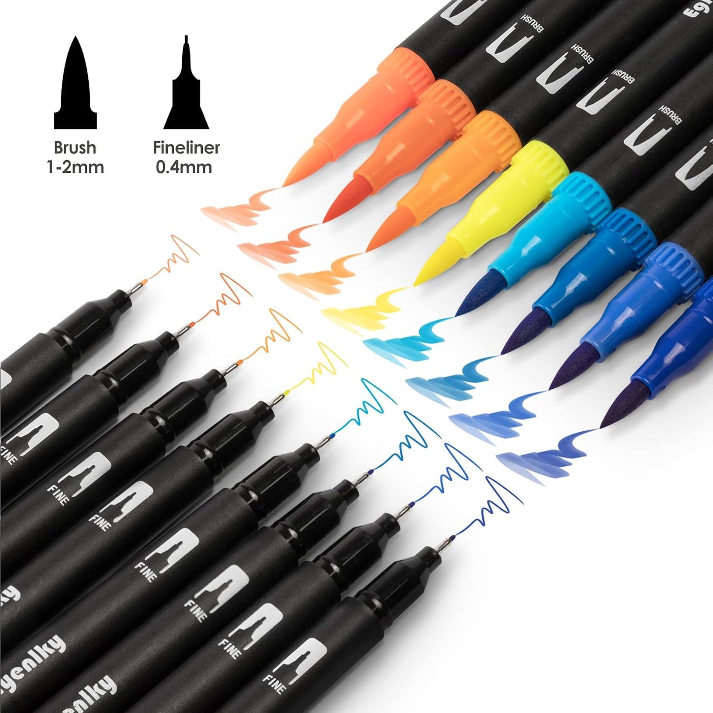 Dual Brush Pens, Markers Adult Coloring Book,100 Colors Art Pens with Fine Point Markers and Brush Tip for Adult Kids Drawing (Black Set)