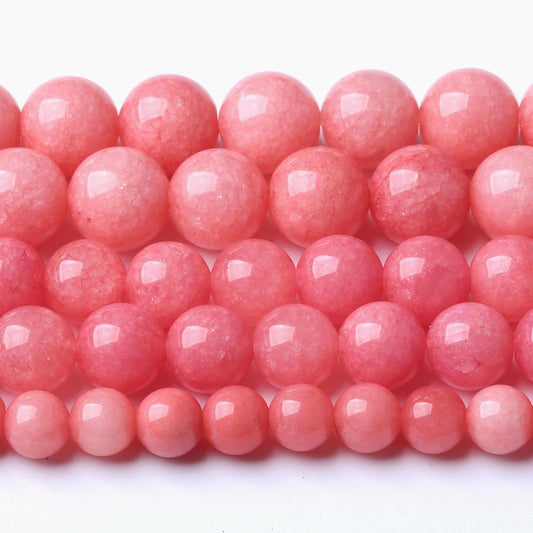 12MM Pink Rhodonite Jade Chalcedony Beads Natural Gemstone Beads Round Loose Beads for Jewelry and Bracelets Making 32 15"