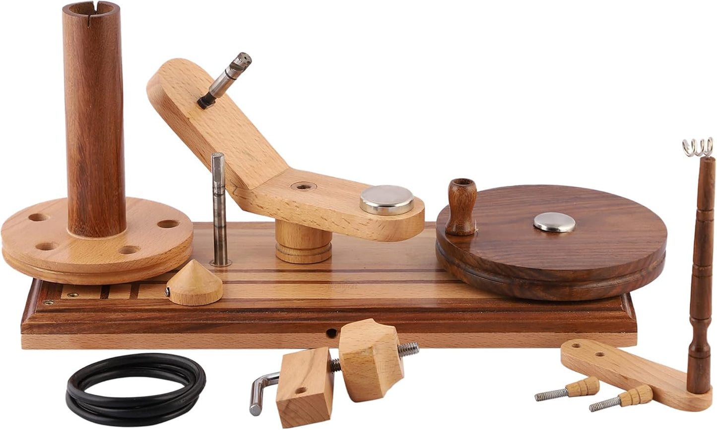 Yarn Winder – Large Handcrafted Wooden Ball Winder for Knitting, Crocheting & Weaving – Heavy-Duty Natural Rosewood & Beachwood Signature Yarn Winder for 8-12 oz Yarn Cakes