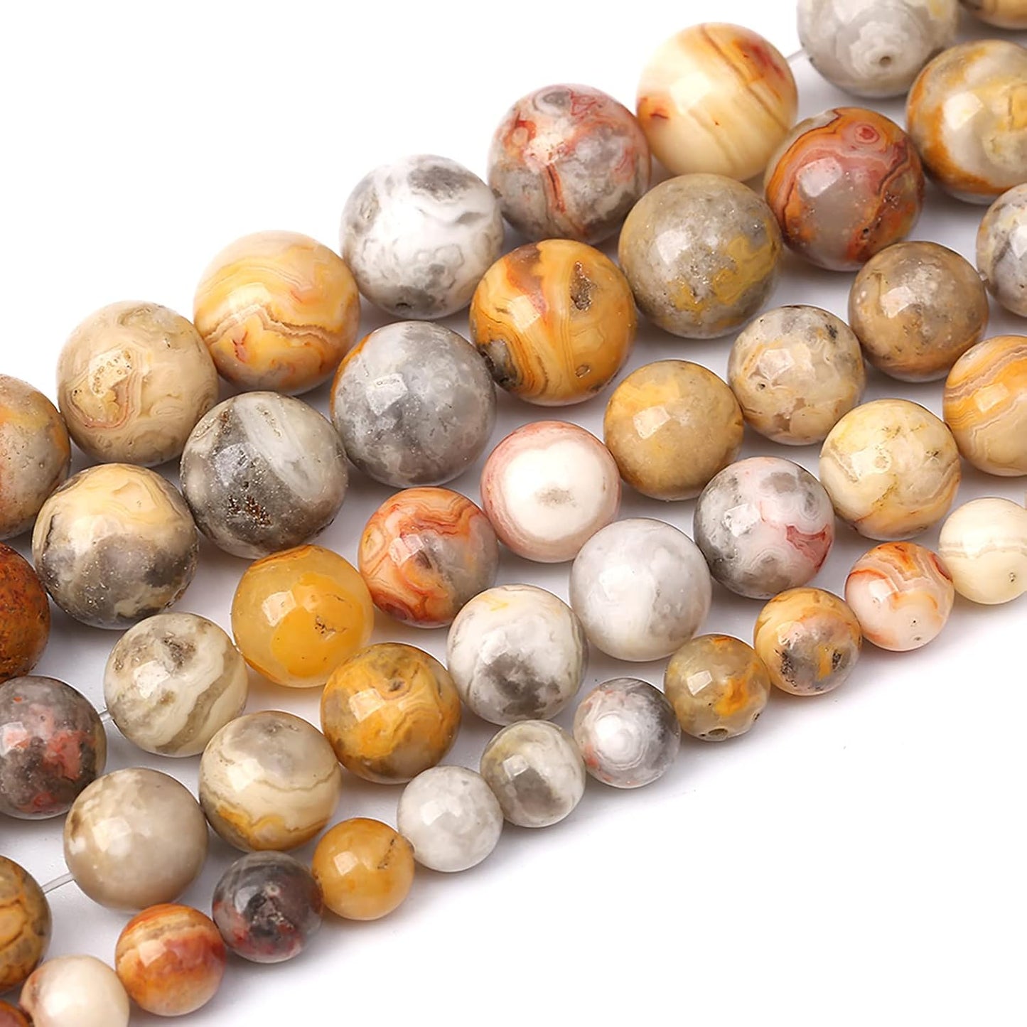 32pcs 12mm Natural Stone Beads Crazy Lace Agate Gemstone Round Loose Beads for Jewelry Making DIY Bracelet Necklace