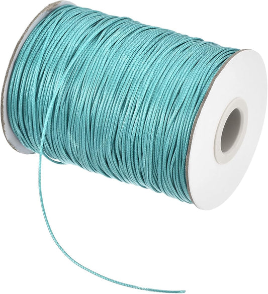 MECCANIXITY Waxed Cord 1.2mm Waxed Polyester Cord 175 Yard Wax String for Bracelet Making,Necklaces, Beading,Jewelry Making and DIY Crafts(Lake Blue)