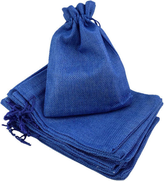 Palmhomee Pack of 25 Burlap Gift Bags with Drawstring Linen Jewelry Pouches Wedding Hessian Jute Bags for Birthday and Treat Pouches Party Wedding Favors Gift (7x9 Inch, Royal Blue)