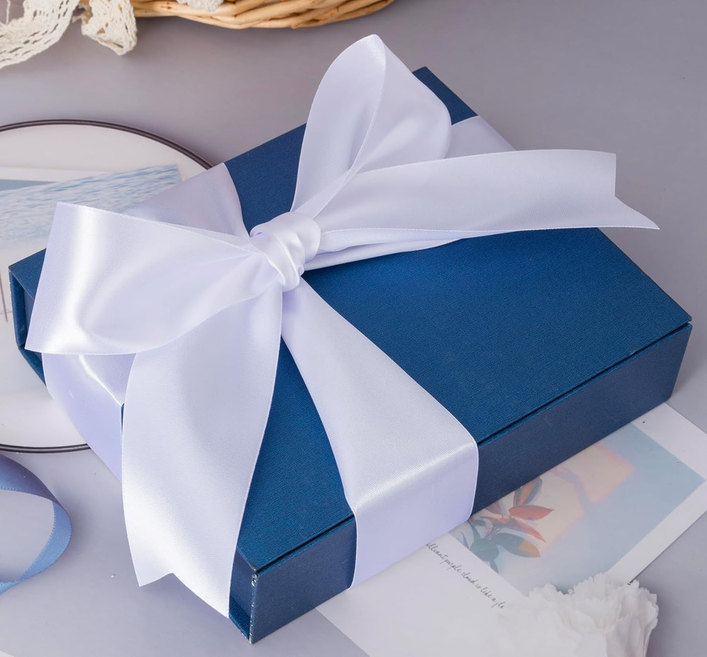 2 Inch White Solid Satin Ribbon, 50 Yards Craft Fabric Ribbon for Gift Wrapping Floral Bouquets Wedding Party Decoration