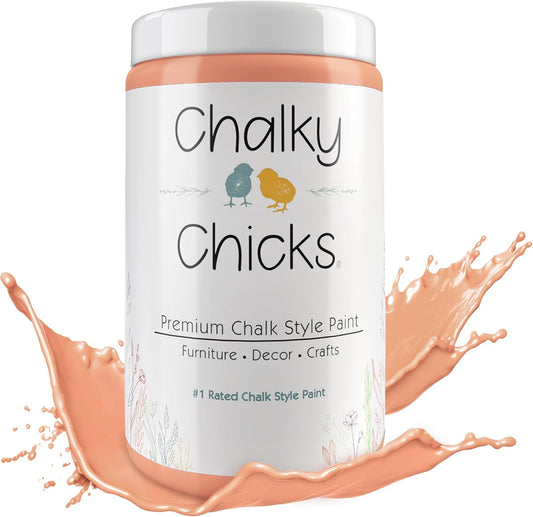 Chalky Chicks All-in-One Chalk Paint for Furniture or Cabinet - 32 Fl Oz - Matte Finish Gingers Blush Pink for Metal, Wood Furniture Paint - No Sanding All-in-One for Home Decor & Crafts, USA Made